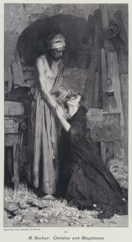 Kristus a Magdalena (rytina) od Arthur Hacker