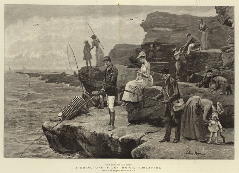 Rybolov u Filey Brigg, Yorkshire od Arthur Hopkins