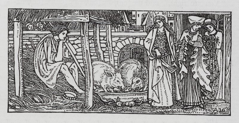 Hans Christian Andersen: The Swineherd (litho) od Arthur Joseph Gaskin