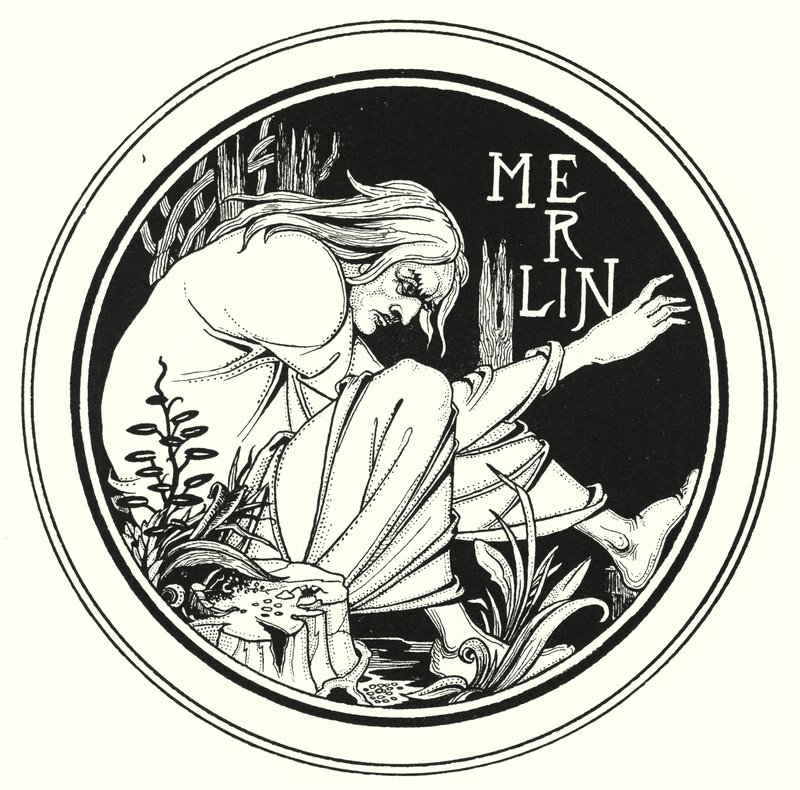 Merlin (rytina) od Aubrey (after) Beardsley