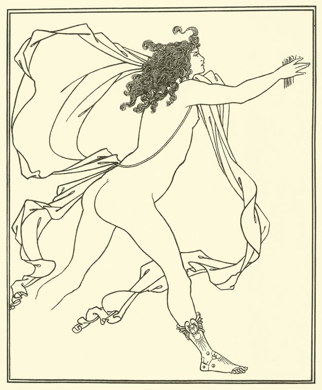 Apollo pronásleduje Daphne od Aubrey Beardsley