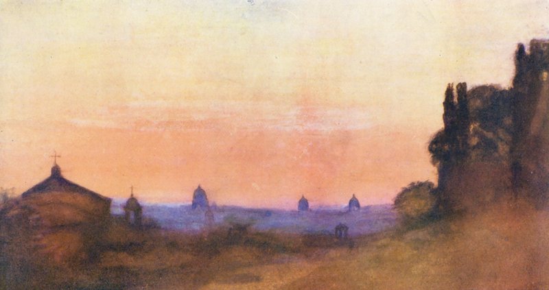 Řím: Pohled z Palatinu (barevná litografie) od Aubrey Waterfield