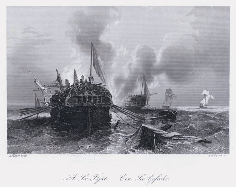 A Sea Fight (rytina) od Auguste Etienne Francois Mayer