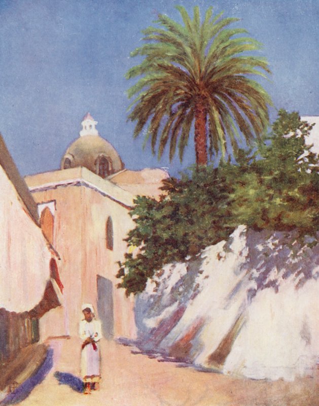 Ulice, Capri (barevná litografie) od Augustine Fitzgerald