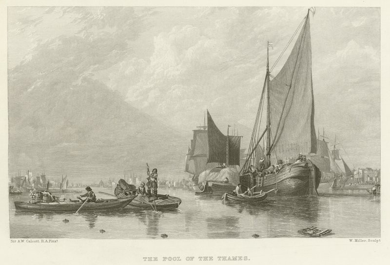 The Pool of The Thames (rytina) od Augustus Wall Callcott