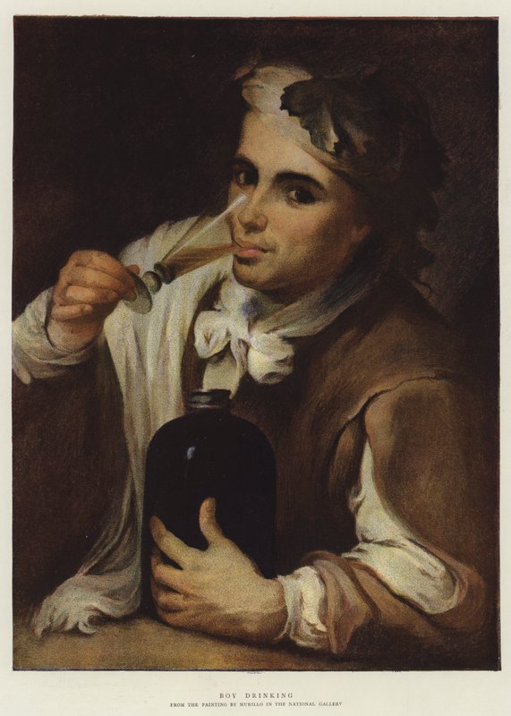 Chlapec pije (chromolit) od Bartolomé Esteban Murillo