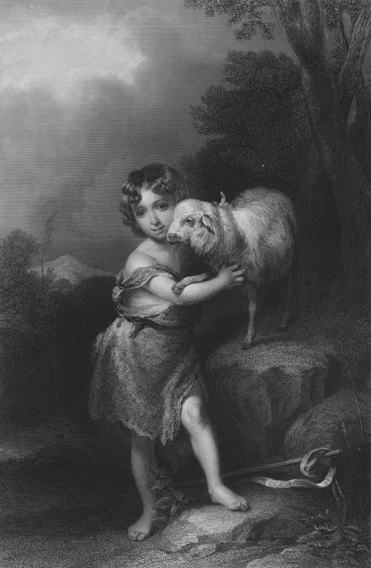The Infant St John (rytina) od Bartolome Esteban (after) Murillo