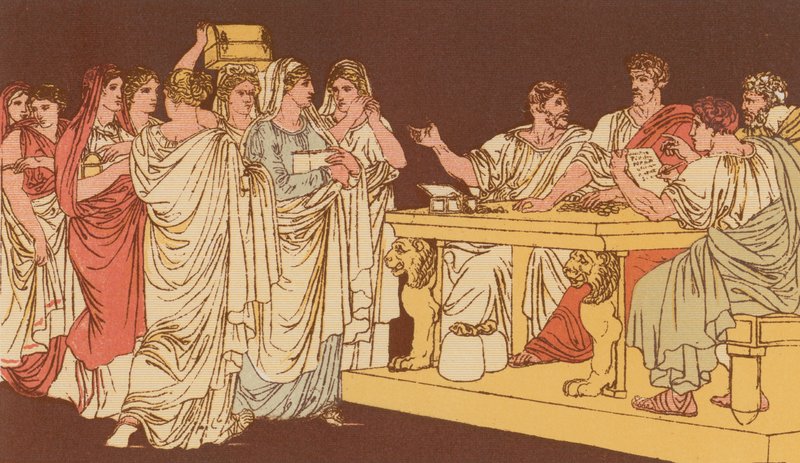 Římské dámy přinášející své ozdoby od Bartolomeo Pinelli