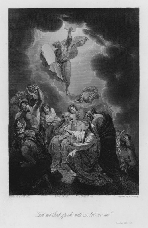 Mojžíš přijímá přikázání, Exodus XX od Benjamin (after) West