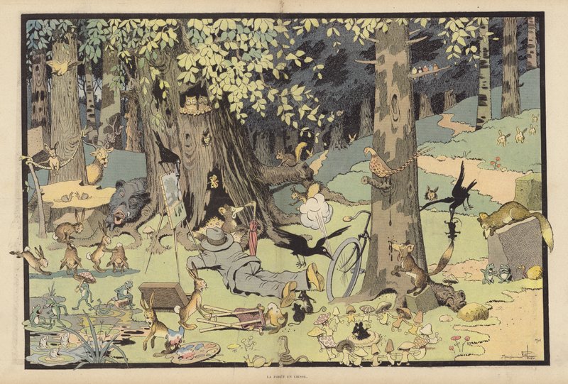 Jubilující les (barevné lito) od Benjamin Rabier