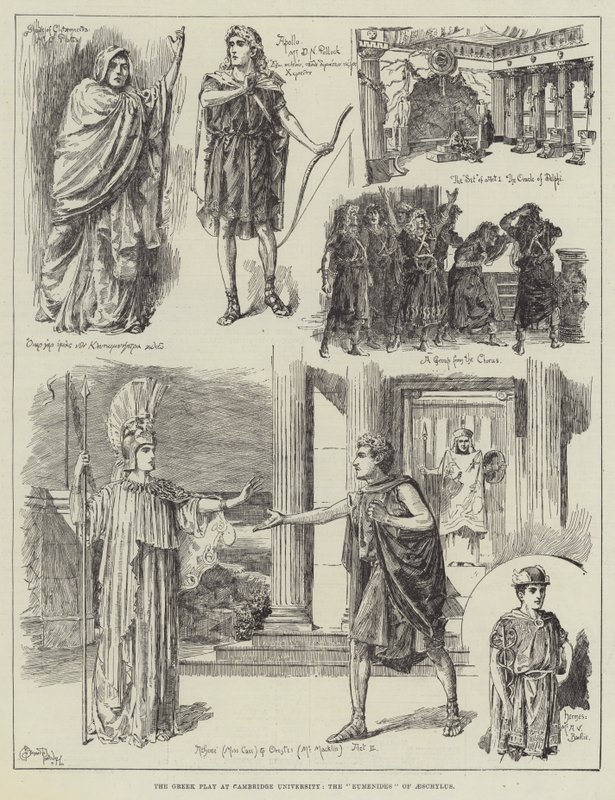 Řecká hra na Cambridgeské univerzitě, Eumenides z Aischyla od Bernard Partridge