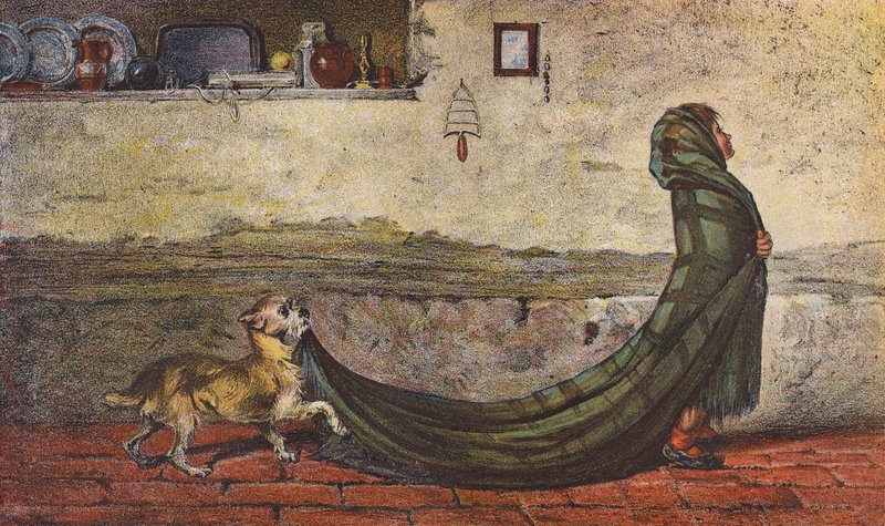 Nosič vlaku (barevná litografie) od Briton (after) Riviere