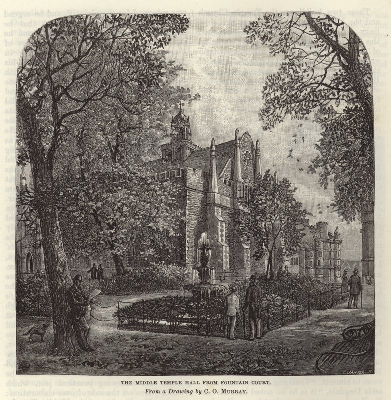 Middle Temple Hall z nádvoří Fountain Court od C.O. Murray