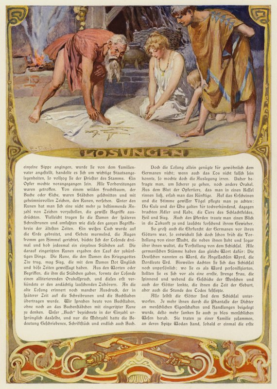 Čtení run (barevné litho) od Carl Emil Doepler