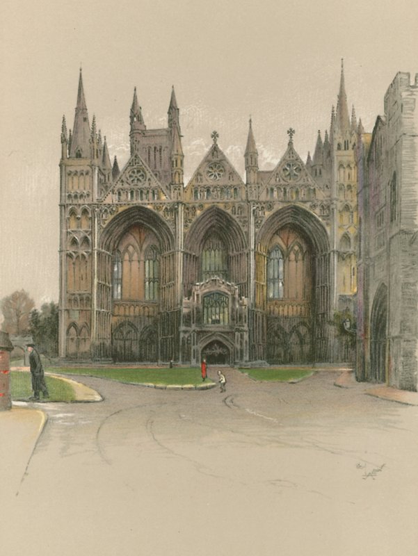 Katedrála v Peterborough od Cecil Charles Windsor Aldin