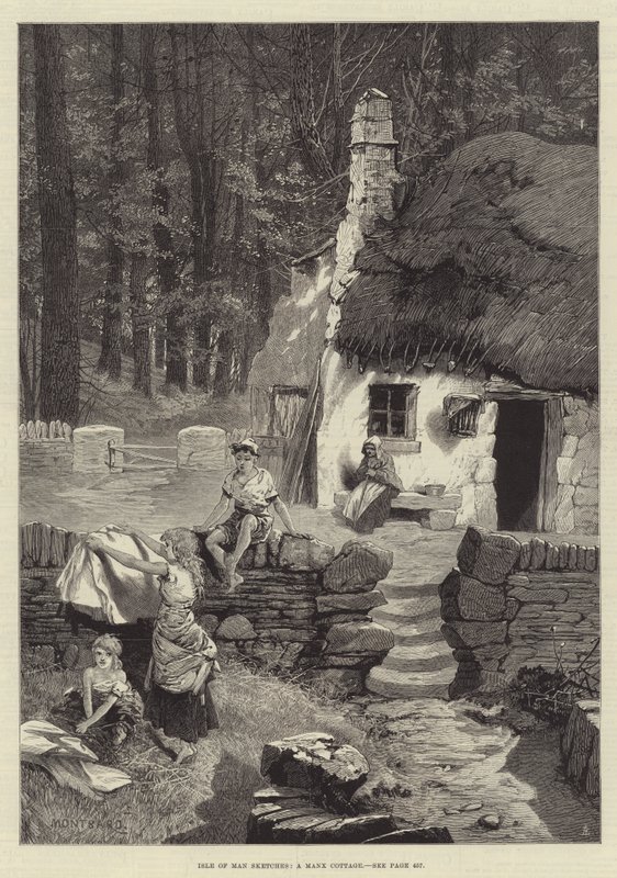 Isle of Man Sketches, a Manx Cottage od Charles Auguste Loye