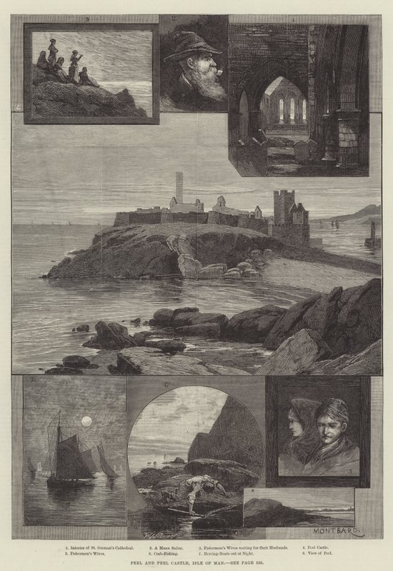 Peel and Peel Castle, Isle of Man od Charles Auguste Loye