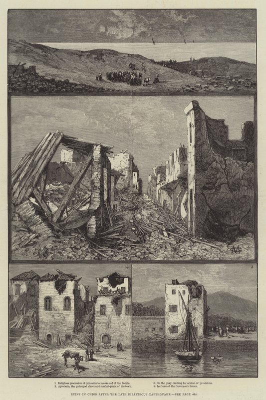 Ruiny v Chiosu po pozdním katastrofálním zemětřesení od Charles Auguste Loye