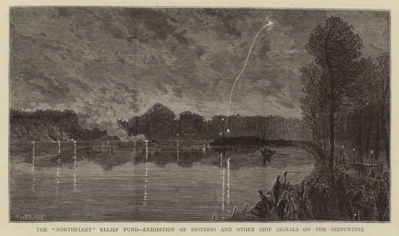The Northfleet Relief Fund, Exhibition of Distress a další lodní signály na Serpentine od Charles Auguste Loye