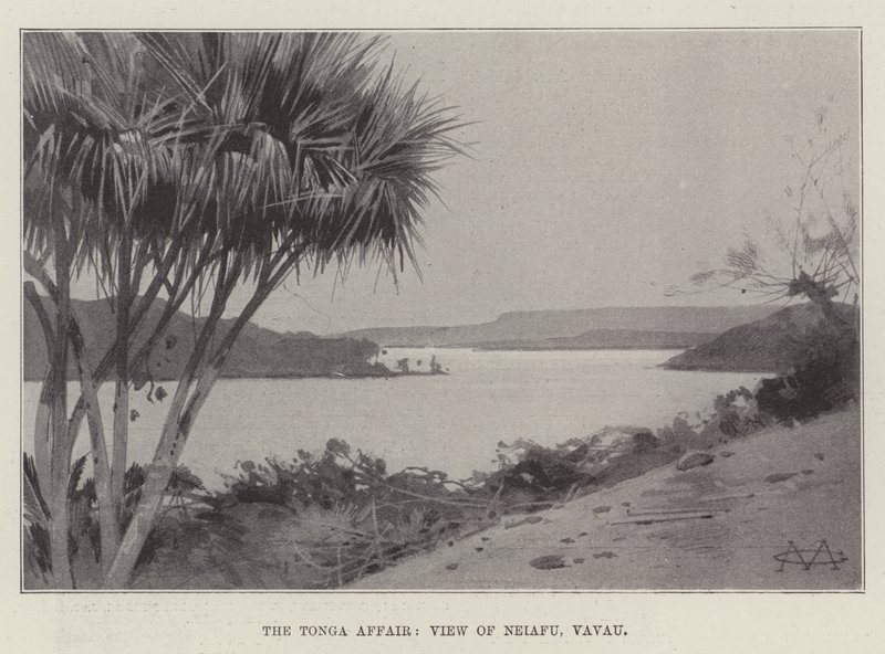 Aféra Tonga, Pohled na Neiafu, Vavau od Charles Auguste Loye