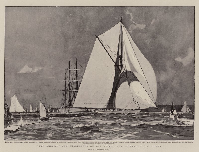 Vyzyvatelka America Cupu na zkouškách, Shamrock z Cowes od Charles Edward Dixon