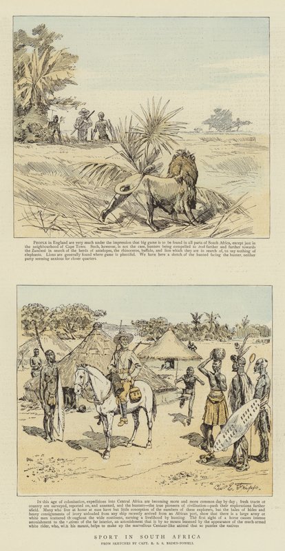 Sport v Jižní Africe (chromolitho) od Charles Edwin Fripp