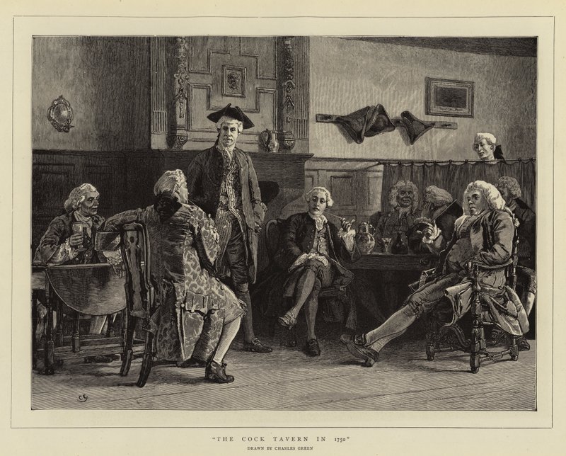 The Cock Tavern v roce 1750 od Charles Green