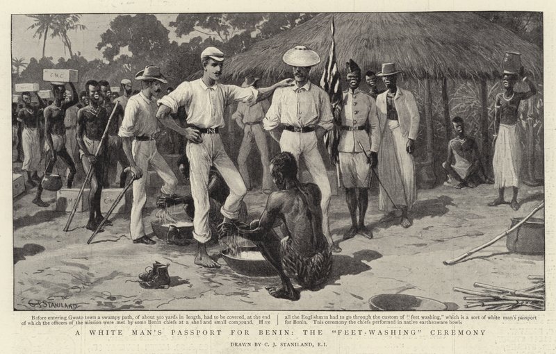 Pas bílého muže pro Benin, ceremonie mytí nohou od Charles J. Staniland