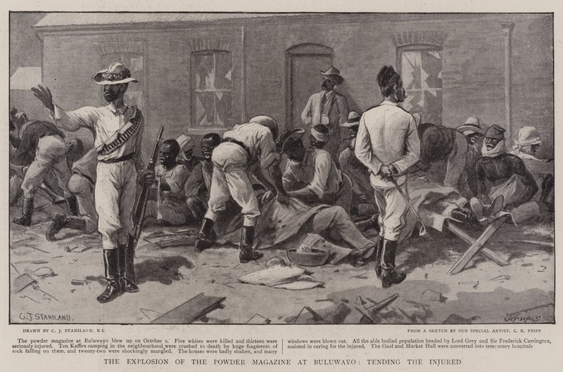 Exploze časopisu Powder v Bulawayo, péče o zraněné od Charles J. Staniland