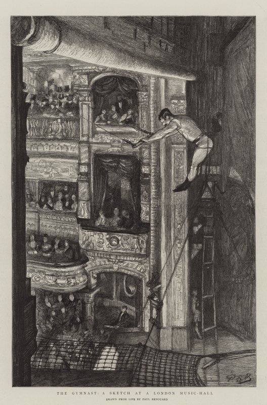 Gymnastka, skica v londýnské hudební síni od Charles Paul Renouard