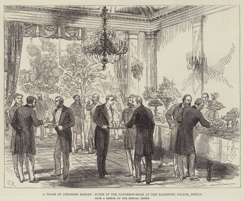 Sklenka kongresového sherry, scéna v jídelně v paláci Radziwill, Berlín od Sir John Charles Robinson