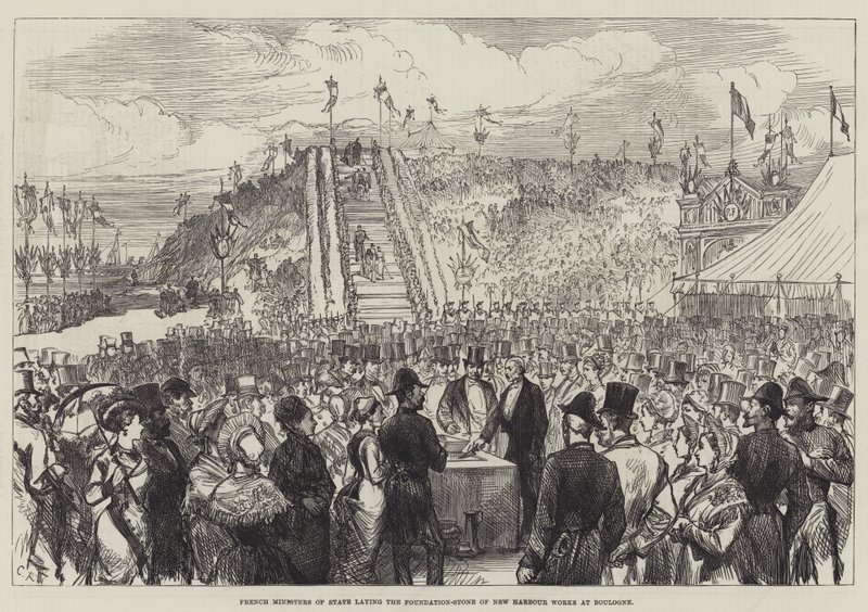 Francouzští ministři položení základního kamene New Harbor Works v Boulogne od Sir John Charles Robinson