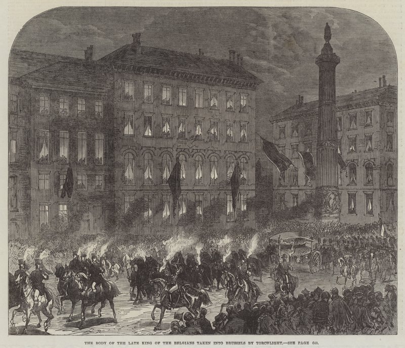 Tělo zesnulého krále Belgičanů odvezeno do Bruselu světlem pochodně od Sir John Charles Robinson
