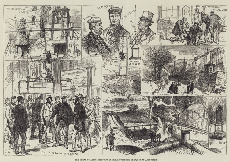 Velká exploze dolu v Monmouthshire, Sketches at Abercarne od Sir John Charles Robinson