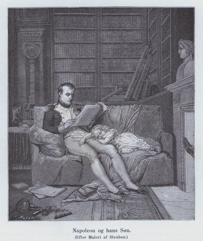 Napoleon I. a jeho syn (litho) od Charles Auguste Steuben