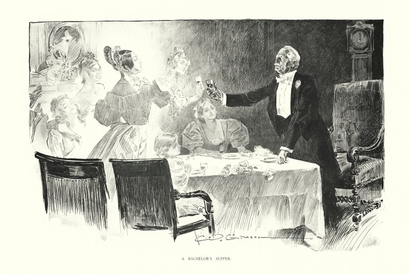 Mládenecká večeře (litografie) od Charles Dana Gibson