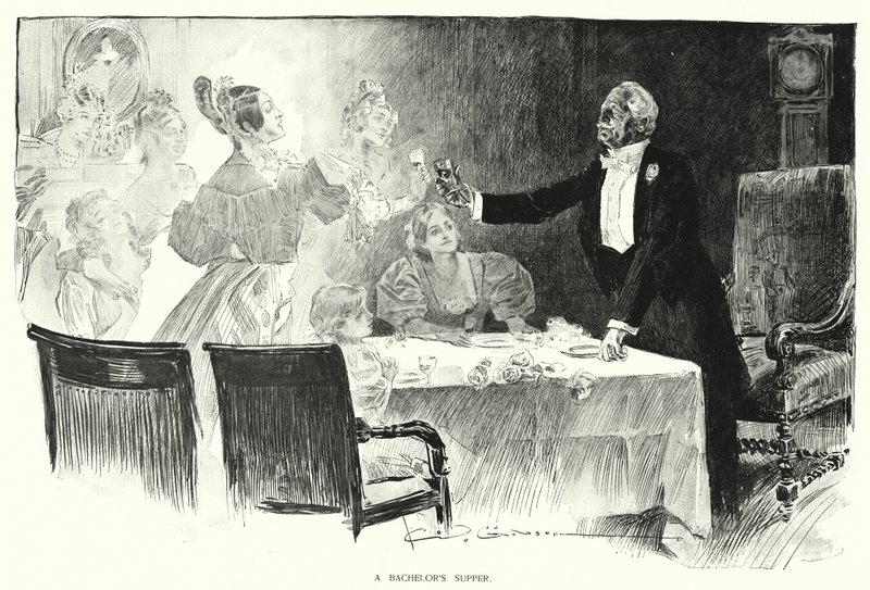 Bakalářská večeře (litho) od Charles Dana Gibson