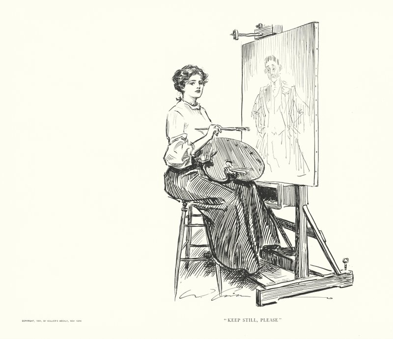 "Keep Still, Please" (litografie) od Charles Dana Gibson