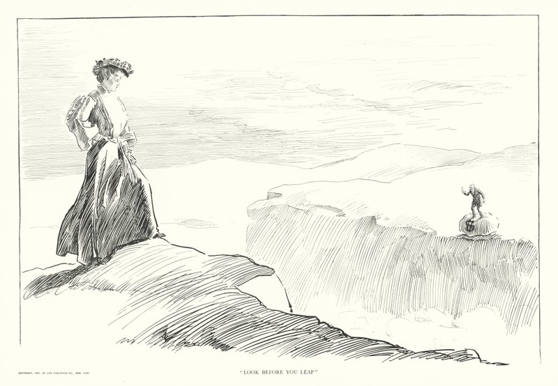 "Look before you Leap" (litografie) od Charles Dana Gibson