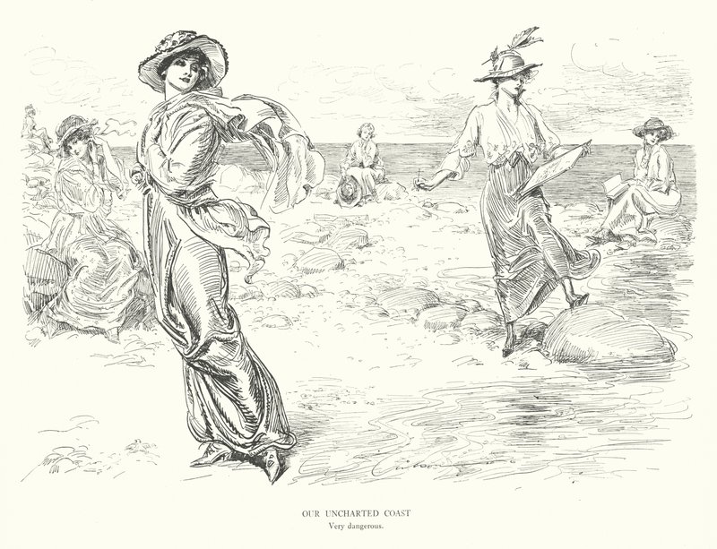 Naše neprobádané pobřeží, Velmi nebezpečné (litografie) od Charles Dana Gibson