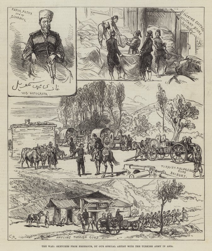 Válka, skici z Erzeroumu od Sir John Charles Robinson