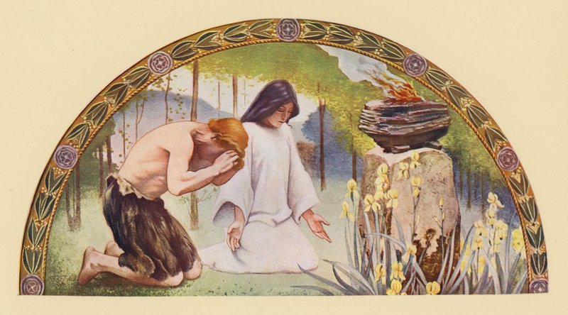 Náboženství (barevná litografie) od Charles Sprague Pearce