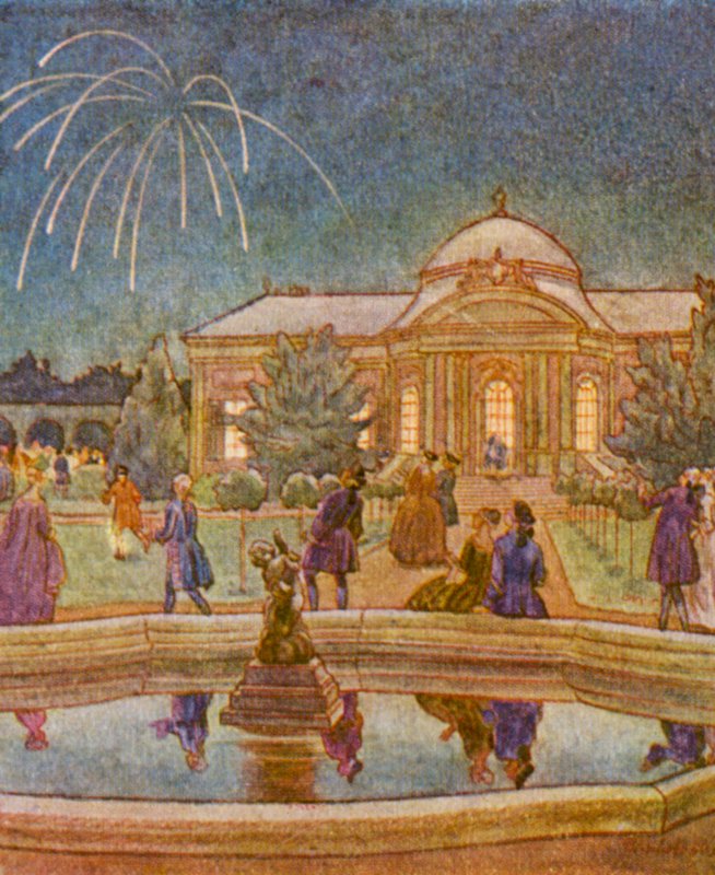 Feuerwerk / Ohňostroj (barevná litografie) od Christophe (1856 1945)