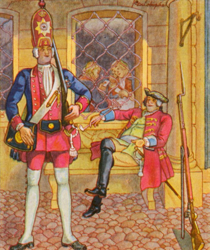 Riesengarde / Obří stráž (barevná litografie) od Christophe (1856 1945)
