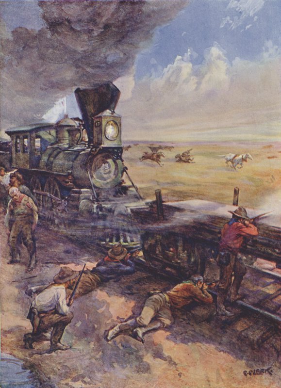 Železničáři odrážející útok indiánů od Christopher Clark