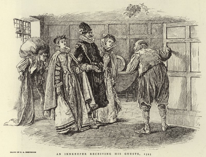 Hostinský přijímající své hosty, 1595 od Claude Shepperson
