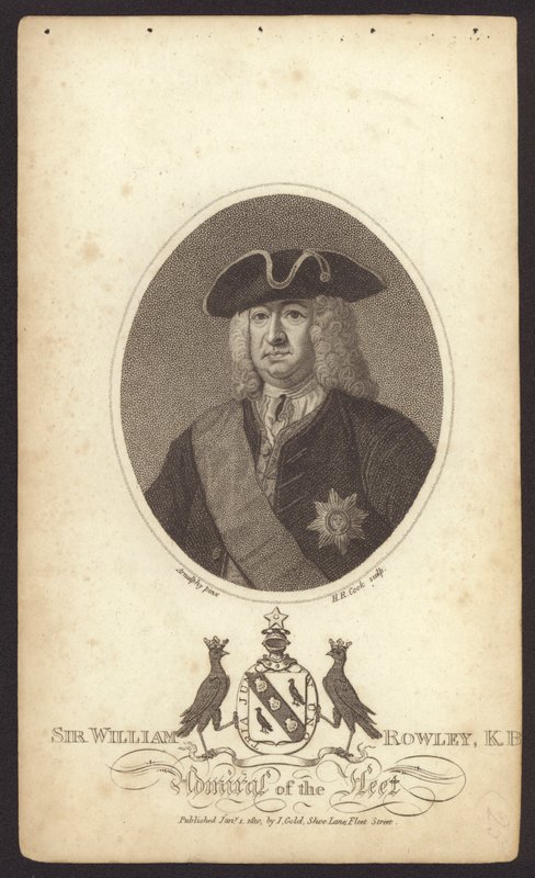 Sir William Rowley, britský admirál (rytina) od Claude Arnulphy