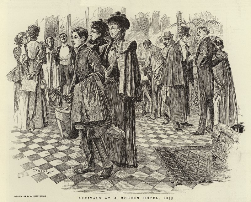 Příjezdy do moderního hotelu, 1895 od Claude Shepperson