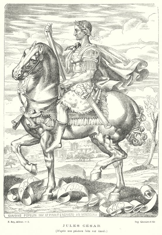 Julius Caesar, římský voják a politik (rytina) od Claudius Popelin