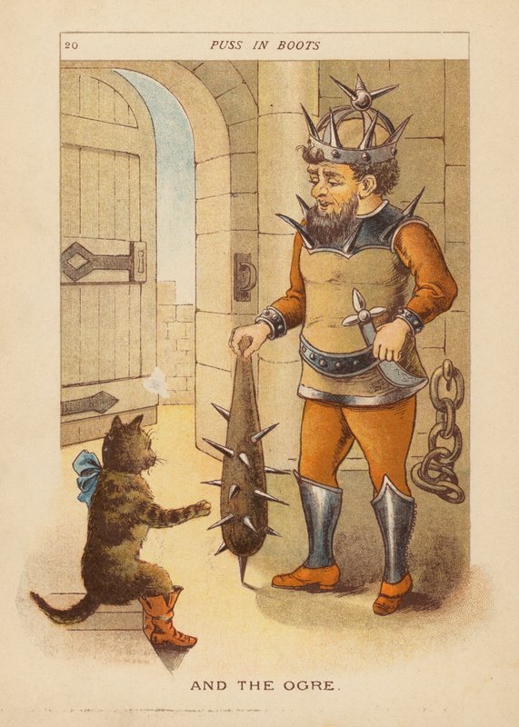 Kocour v botách (barevná litografie) od Constance Haslewood